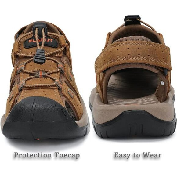 FLARUT Mens Hiking Sandals Closed Toe Leather Water Shoes Outdoor Trail Sport main image 4